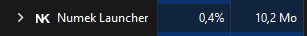 Ligne du gestionnaire des tâches de Windows montrant Numek Launcher et sa consommation